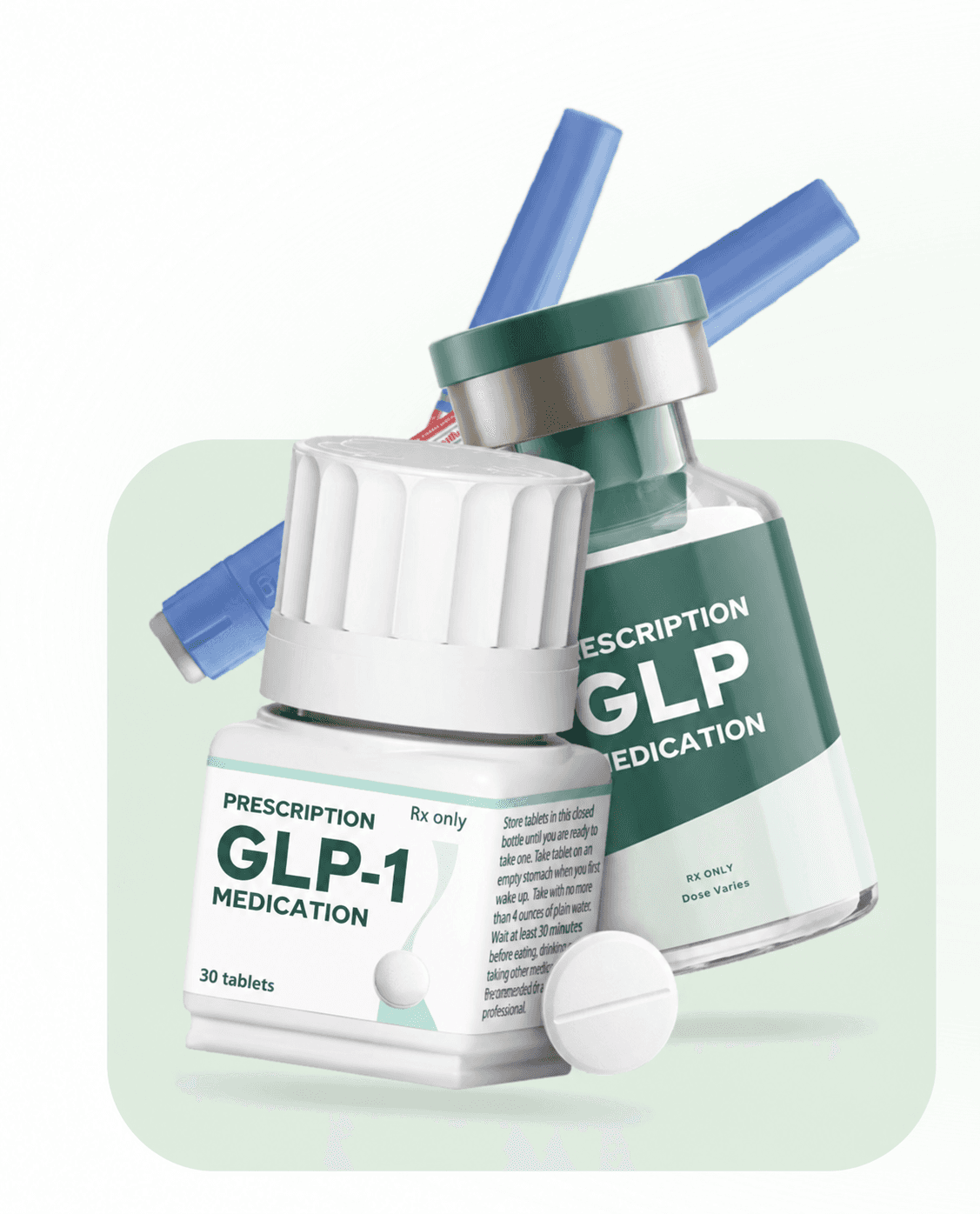 Prescription GLP-1 medication packaging and injector pens